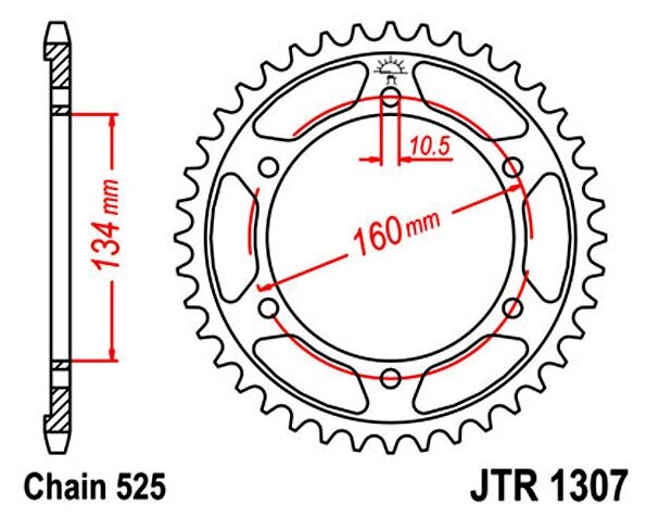 Звезда ведомая (задняя) JTR130743 JT 525