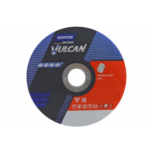 Круг отрезной 180х2.0x22.2 мм для металла Vulcan NORTON (66252925440) круг обдирочный 230х6 4x22 2 мм для металла vulcan norton 66252830807