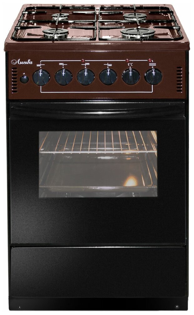 Газовая плита лысьва ЭГ 401-2у, электрическая духовка, коричневый
