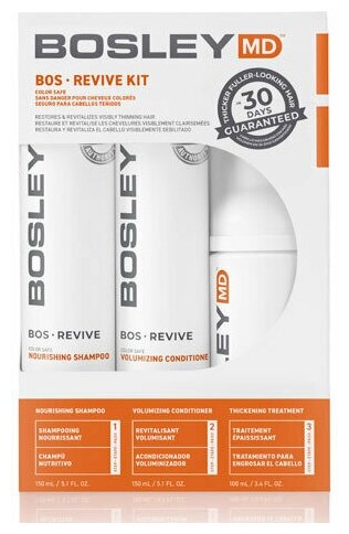 Bosley MD Revive Оранжевая линия: Система от выпадения и для стимуляции роста окрашенных волос (BosRevive Color Safe Starter Pack), 3 шт
