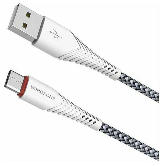 Кабель Borofone BX25, Type-C - USB, 3 А, 1 м, нейлоновая оплетка, белый
