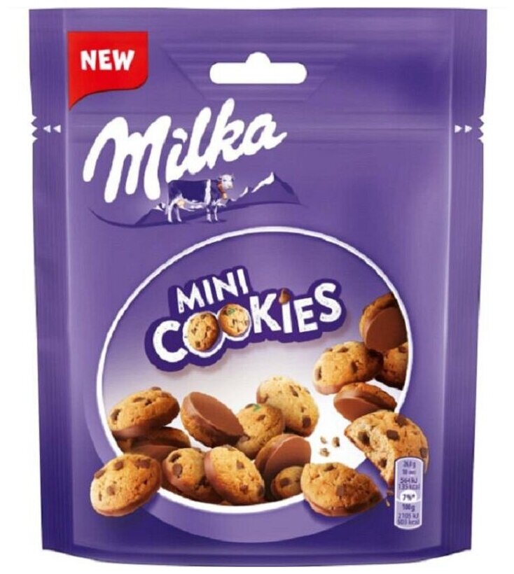 Печенье Milka Mini Cookies с кусочками шоколада 100 г - фотография № 1