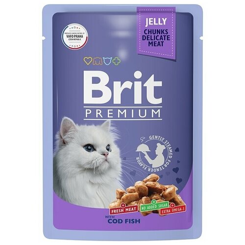 корм влажный brit premium для взрослых кошек треска в желе 85 г Brit Premium Корм консервированный для взрослых кошек треска в желе, 85гр, 12 штук