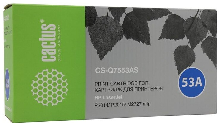 Картридж Cactus CS-Q7553AS, черный, 3000 страниц, совместимый для LaserJet M2727nf / M2727nfs / P2014 / P2015 / P2015dn / P2015n / P2015x