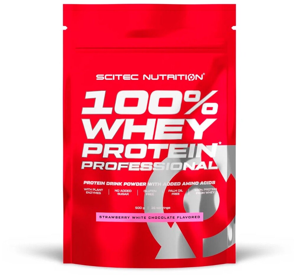 Протеин сывороточный Scitec Nutrition 100% Whey Protein Professional клубника-белый шоколад 500 гр