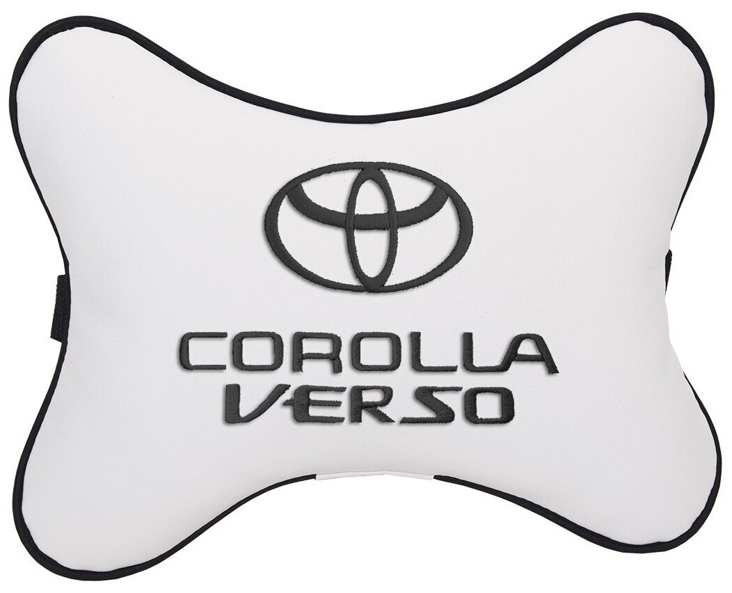 Автомобильная подушка на подголовник экокожа Milk с логотипом автомобиля TOYOTA COROLLA VERSO