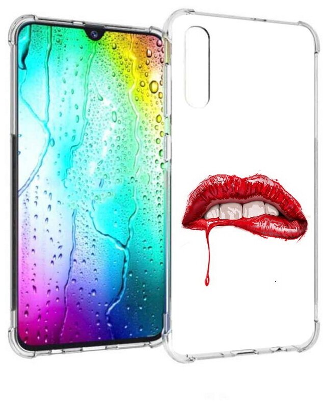 Чехол задняя-панель-накладка-бампер MyPads яркие красные губы для Samsung Galaxy A30s/Samsung Galaxy A50s противоударный