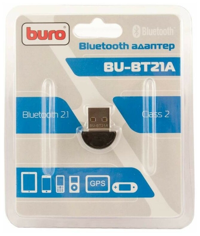 Адаптер USB Buro BU-BT21A Bluetooth 2.1EDR class 2 10м черный