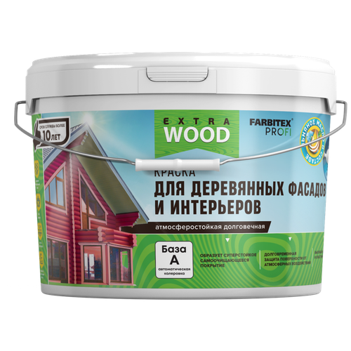 Краска акриловая Farbitex PROFI Wood extra для деревянных фасадов влагостойкая моющаяся матовая белый 0.9 л