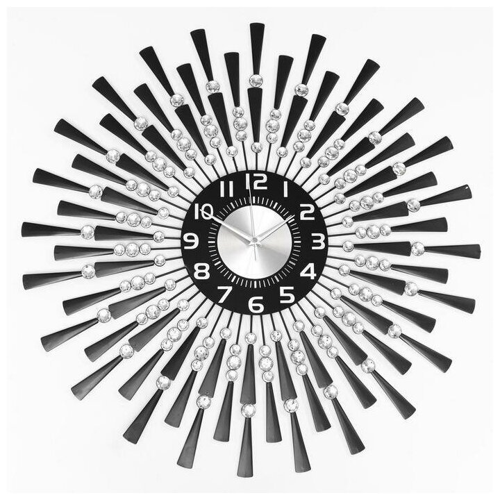 Часы настенные; серия: Ажур;"Черные лучики"; плавный ход; d: 69 см; циферблат 22 см