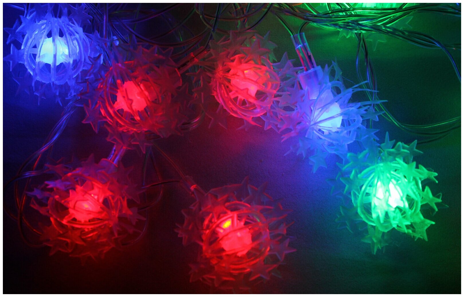 Светодиодная гирлянда Шарик мягкие из Звёздочек LED мультицвет, длина 5 метров — фото 1