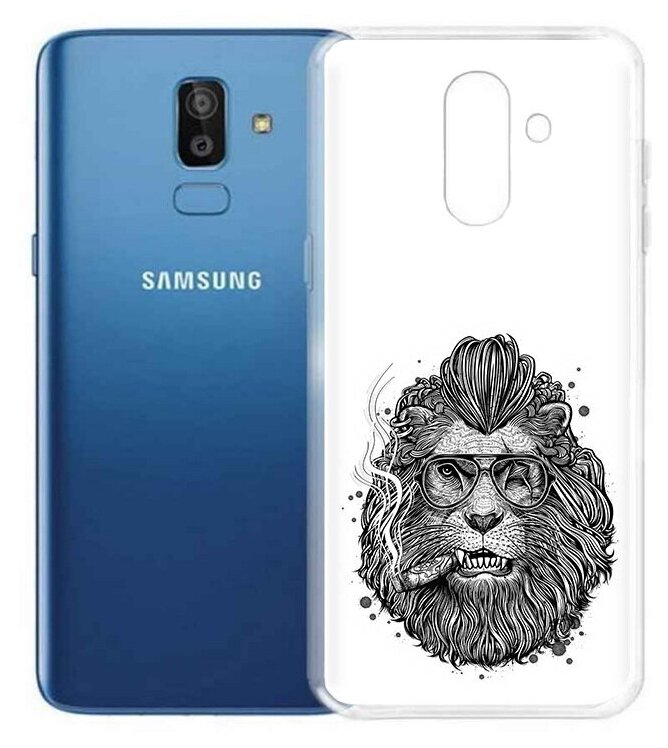 Чехол задняя-панель-накладка-бампер MyPads курящий лев для Samsung Galaxy J8 2018 (SM-J810) противоударный