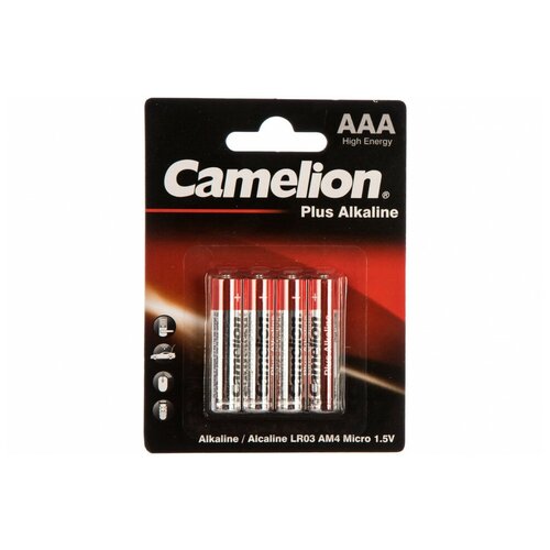 Элемент питания алкалиновый AAA/LR03 1.5В Plus Alkaline LR03-BP4 BL-4 (блист.4шт) Camelion 7369