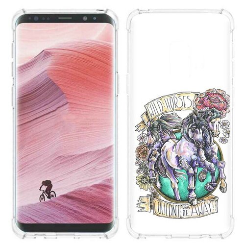 чехол mypads рисунок коней в цветах для samsung galaxy xcover pro 1 задняя панель накладка бампер Чехол задняя-панель-накладка-бампер MyPads рисунок коней в цветах для Samsung Galaxy S9 противоударный
