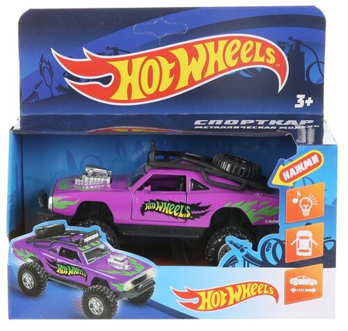 Машина металлическая свет-звук hot wheels спорткар, 12,5 см, двери, инерционная. Технопарк