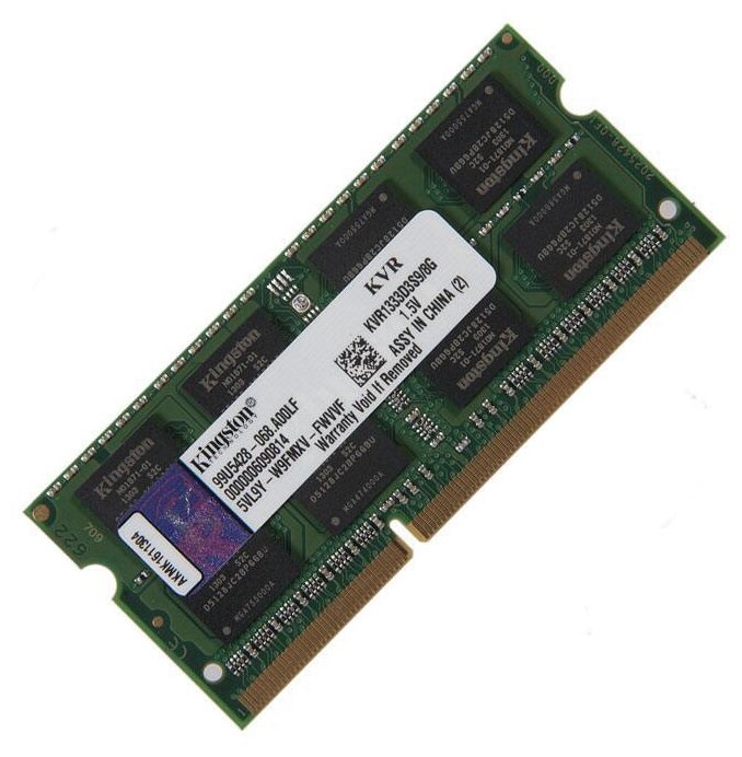 Оперативная память для ноутбука SODIMM DDR3 8GB Kingston KVR1333D3S9/8G 1333MHz (PC-10600) 1.5V, 204-Pin, CL9, Retail