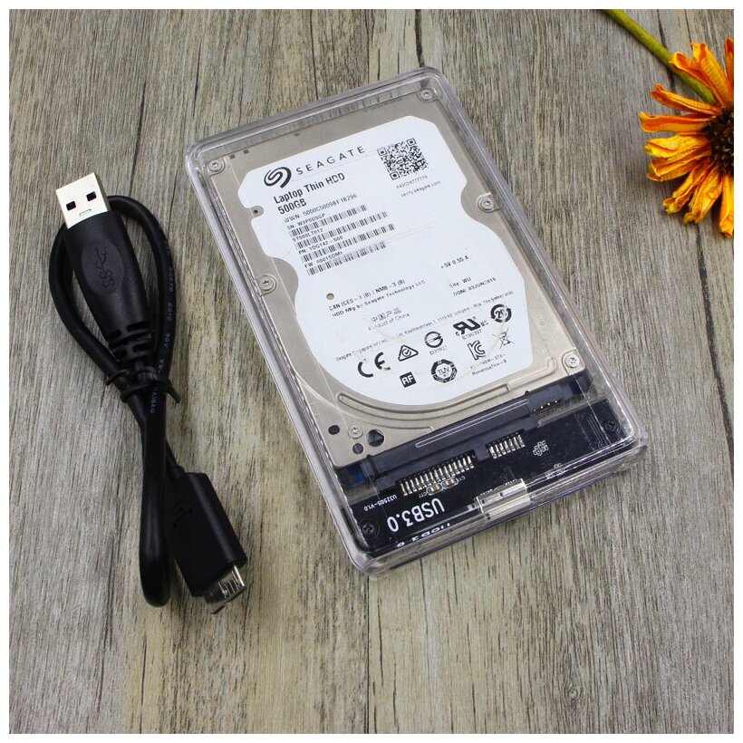 Корпус для жесткого диска прозрачный SATA 25 - USB 30