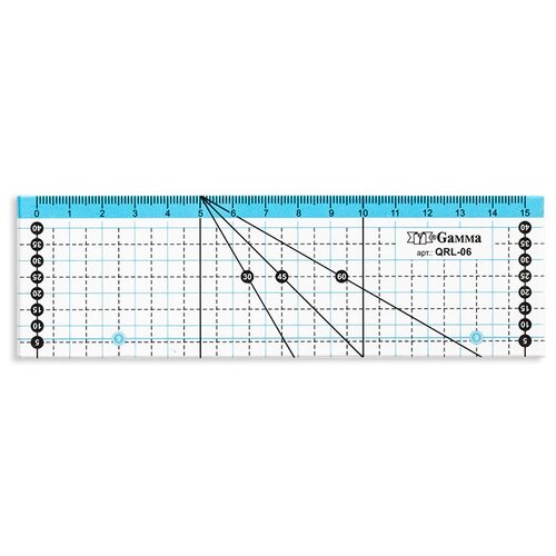 Gamma QRL-06 Линейка для пэчворка 15 см х 5 см в пакете с еврослотом пластик