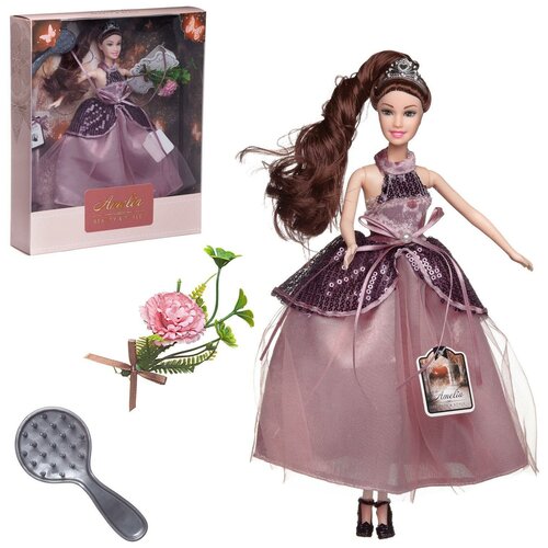 Кукла ABtoys "Королевский прием" с диадемой, в длинном платье, темные волосы 30см PT-01642