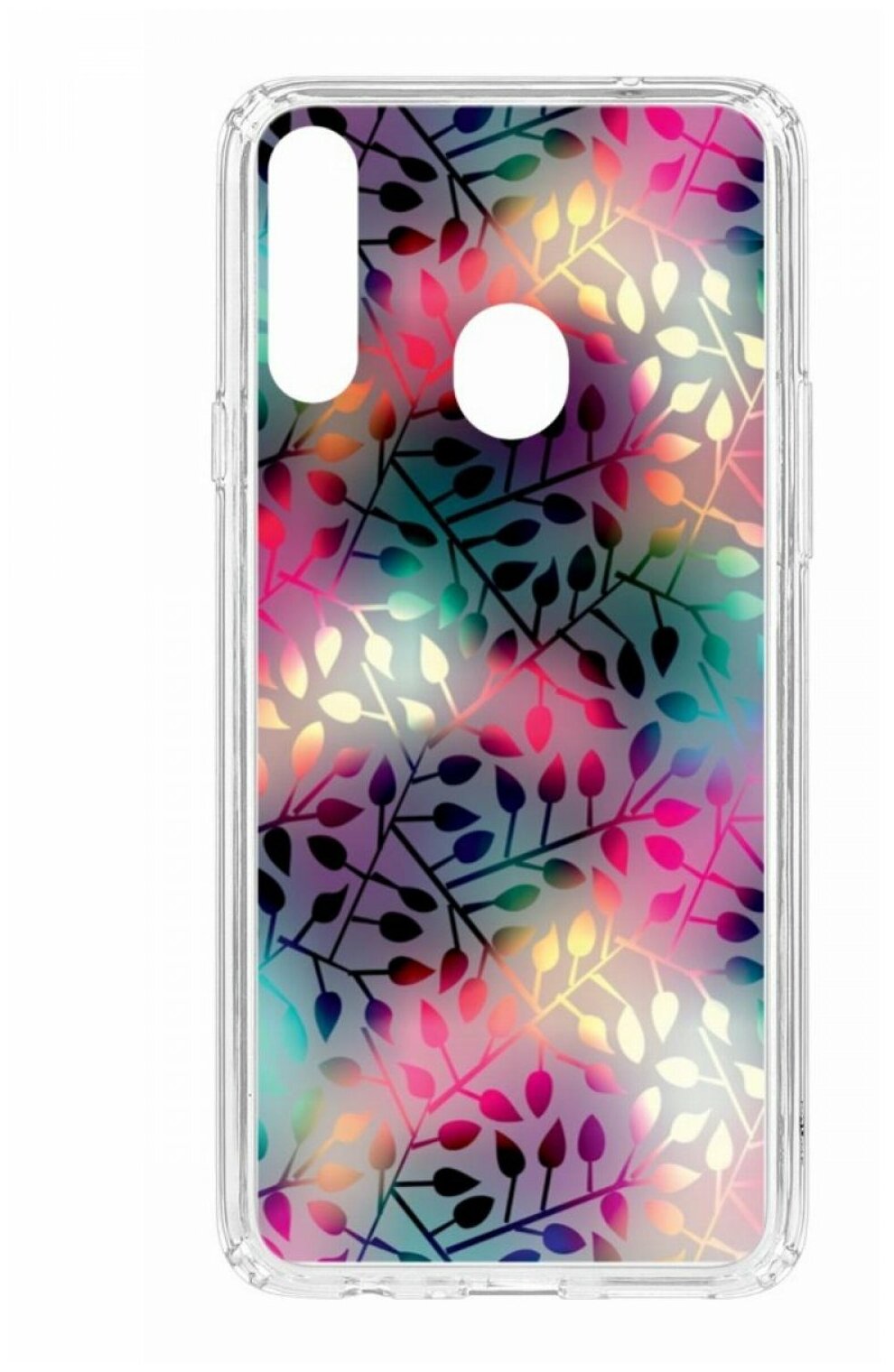 Чехол для Samsung Galaxy A20S Kruche Print Цветные листья, противоударная пластиковая накладка с рисунком, силиконовый бампер с защитой камеры, с принтом