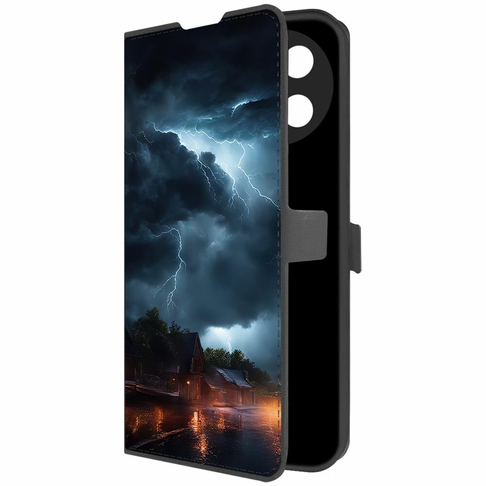 Чехол-книжка Krutoff Eco Book для Realme 11 4G Ночная гроза (черный)