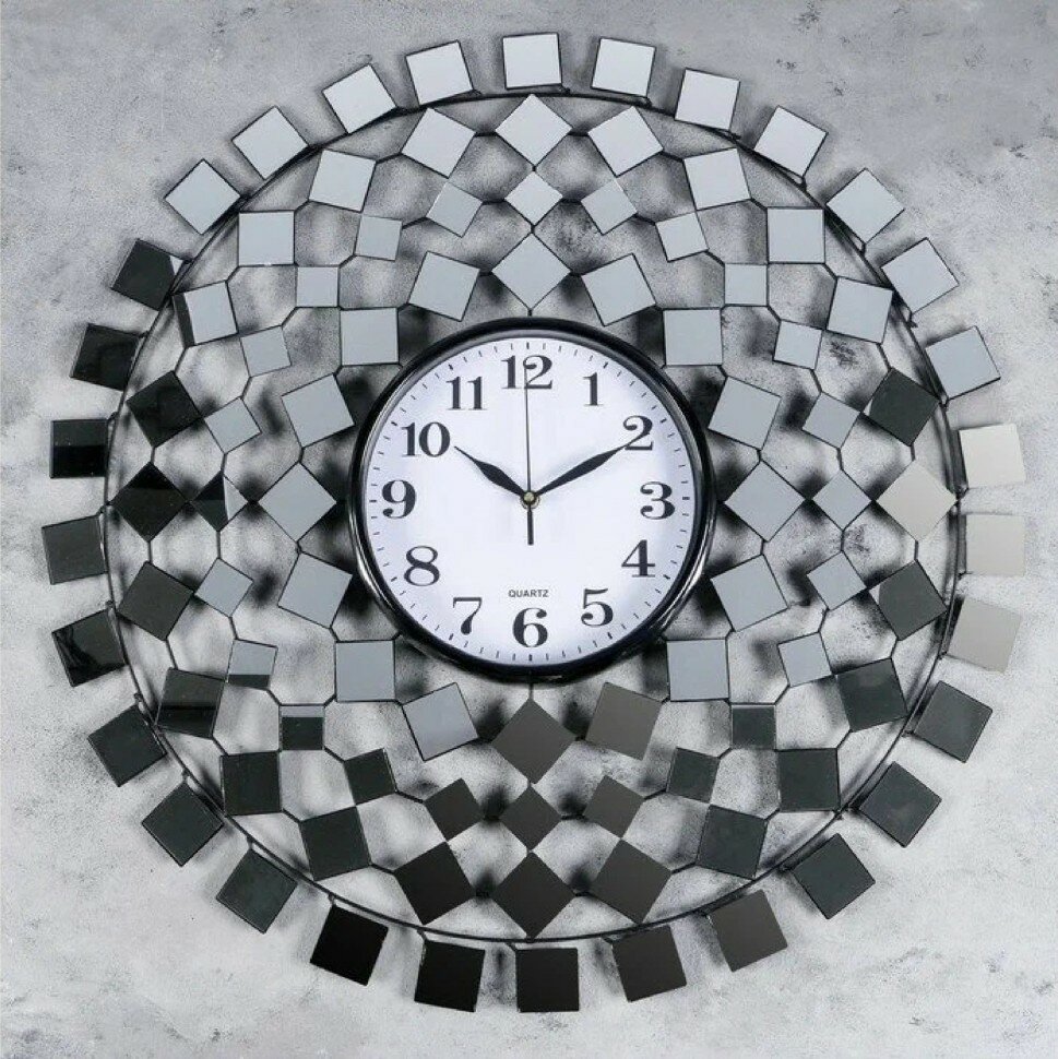 фото Часы настенные, серия: Ажур, "Зеркальные фигуры", d-70 см 3620918