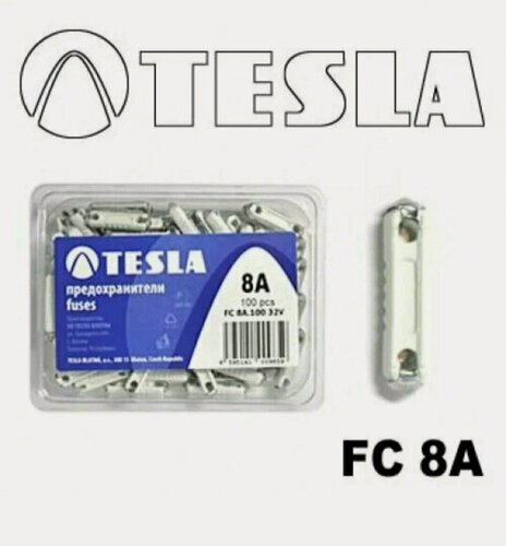 Изображение товара Предохранитель цилиндрический автомобильный FC 8А "TESLA" (5шт)