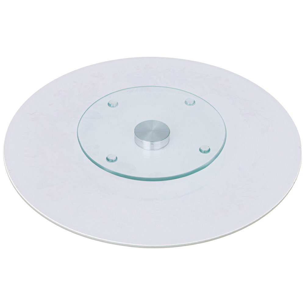 Тортовница вращающаяся снегири AGNESS 32*25см стекло