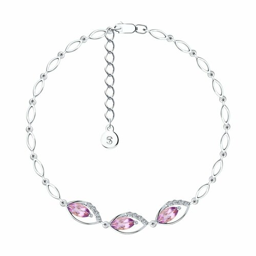Браслет Diamant online серебро 925 проба фианит аметист длина 16 см фиолетовый 4348₽