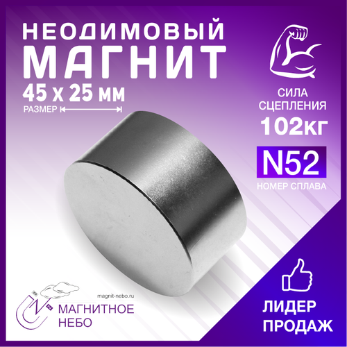 Магнит неодимовый мощный 45х25 мм N52
