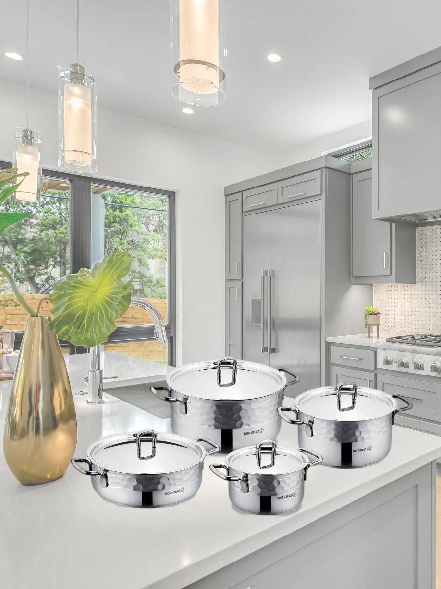 Набор кастрюль ERNA Cookware Set из нержавеющей стали 8 предметов — фото 1