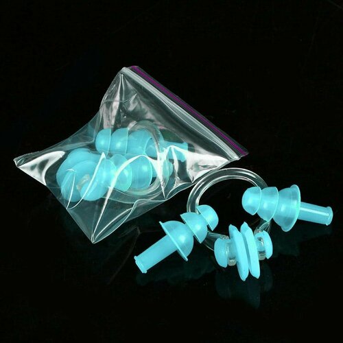 Набор для плавания E36868-5 беруши и зажим для носа бирюзовый 245₽