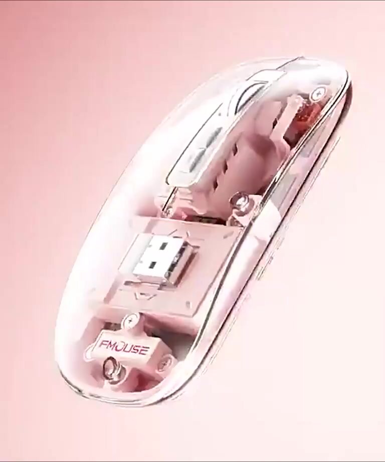 Мышь аккумуляторная, прозрачная, бесшумная, беспроводная FMOUSE M133 с зарядкой USB-C, — фото 1