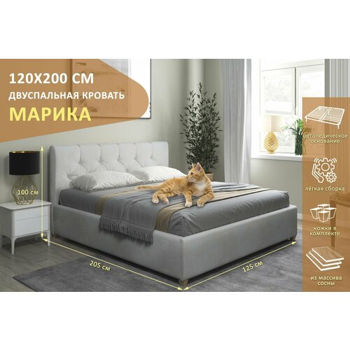 Двуспальная кровать Марика 160х200 см, с ортопедическим подъемным механизмом, цвет розовый