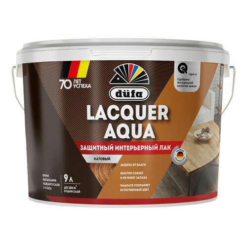 фото Лак защитный интерьерный dufa lacquer aqua матовый (9л)