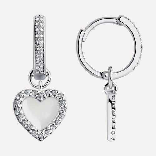 Изображение товара Серьги трансформеры, серебро, 925 проба, родирование, эмаль, фианит