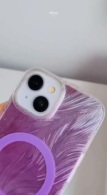 Чехол для iPhone 13 pro с Magsafe. Фиолетоввй с узорами. Apple iPhone 13 Pro case. — фото 1