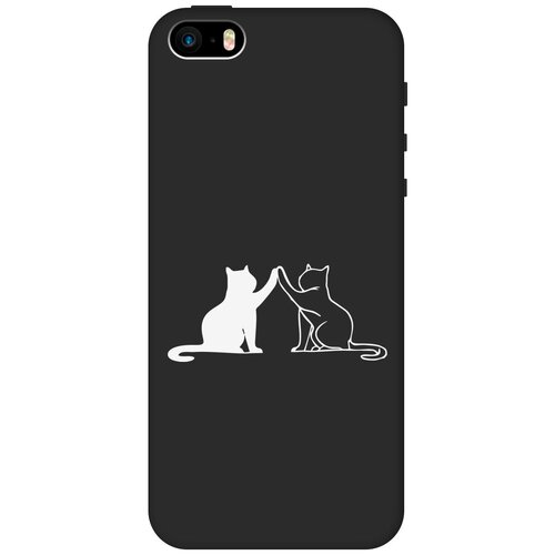 Силиконовый чехол на Apple iPhone SE / 5s / 5 / Эпл Айфон 5 / 5с / СЕ с рисунком Cats W Soft Touch черный чехол книжка на apple iphone se 5s 5 эпл айфон 5 5с се с рисунком cats w черный
