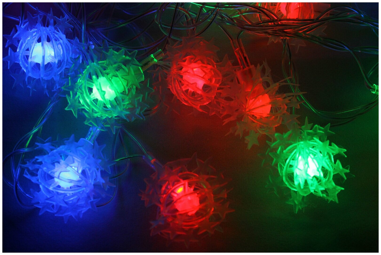 Светодиодная гирлянда Шарик мягкие из Звёздочек LED мультицвет, длина 5 метров — фото 1
