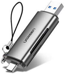 Кардридер UGREEN CM185 (50706) USB-C/USB-A Card Reader. Цвет: серый