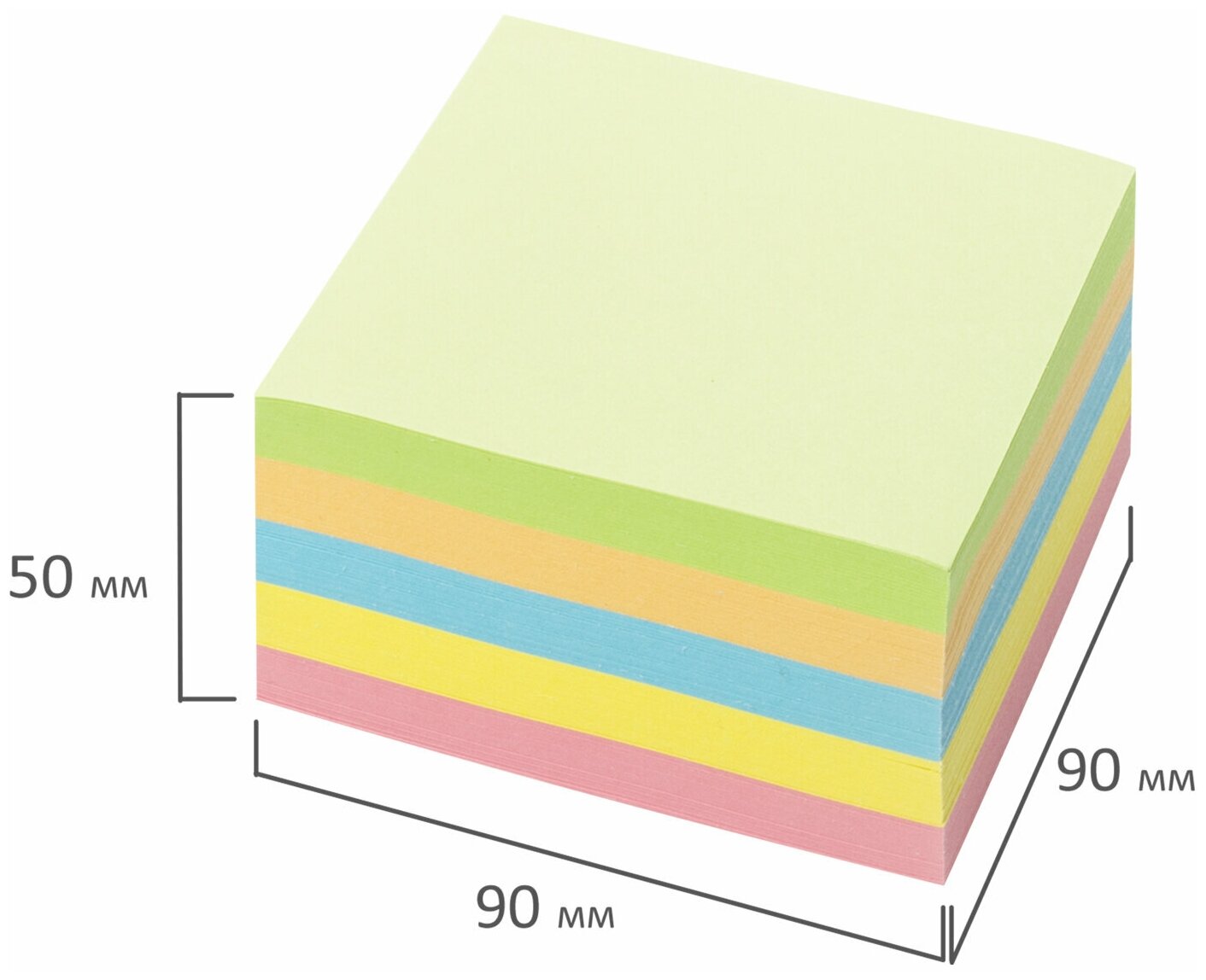 Блок для записей ОФИСМАГ непроклеенный, куб 9х9х5 см, цветной, 127801 - фото №3