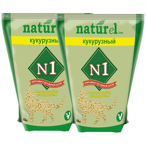 наполнитель n1 naturel кукурузный комкующийся для кошачьего туалета 4 5 л № 1 NATUREL – Наполнитель комкующийся для туалета кошек «Кукурузный» (4,5 + 4,5 л)