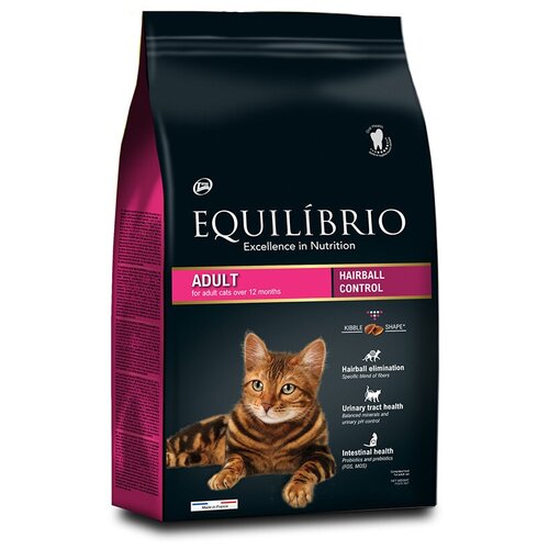 Корм сухой Equilibrio для кошек с лососем для вывода шерсти, 0,4 кг
