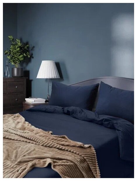 Постельное бельё 1,5-спальное Салина/ULLVIDE от Feresa тёмно-синий 150х200 см