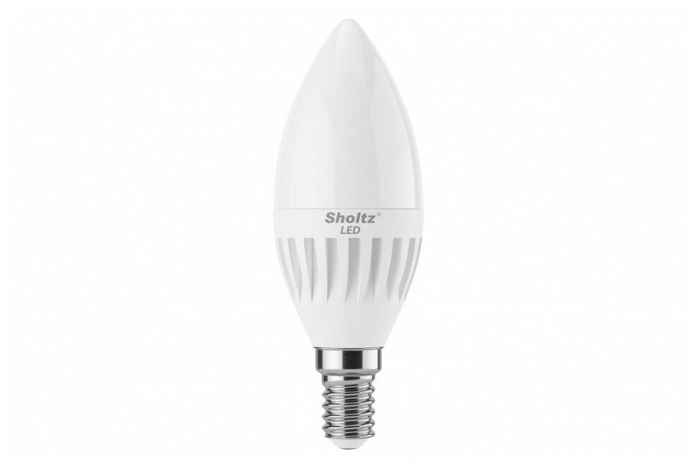 Лампа светодиодная энергосберегающая Sholtz 9Вт 220В C37 E14 2700К керамика(Шольц) LEC3122 - фотография № 1