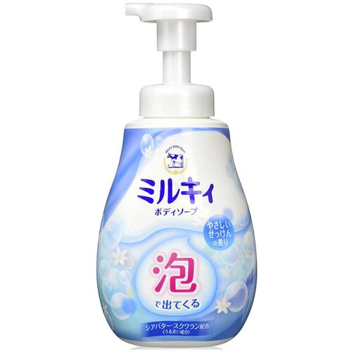 Мыло-пенка для тела Milky Foam Gentle Soap бархатное увлажняющее с нежным ароматом цветочного мыла Cow Brand 600мл