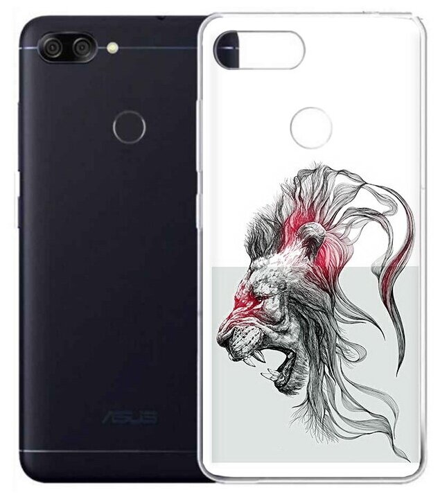 Чехол задняя-панель-накладка-бампер MyPads разъяренный лев для ASUS Zenfone Max Plus (M1) X018DC/ZB570TL 5.7 противоударный