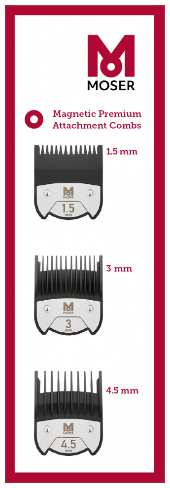 Набор магнитных насадок Moser 1801-7010 длиной 1,5/3/4,5 мм