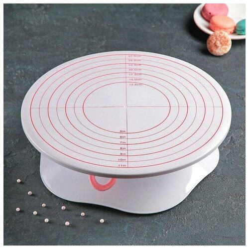 Подставка для торта вращающаяся, 28,5×9 см, с разлиновкой и стопером, цвет микс