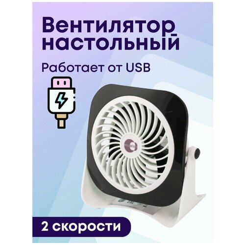 Вентилятор настольный двухскоростной YEA USB 3 Вт D10 см цвет черный, пластиковый/мини вентилятор USB/